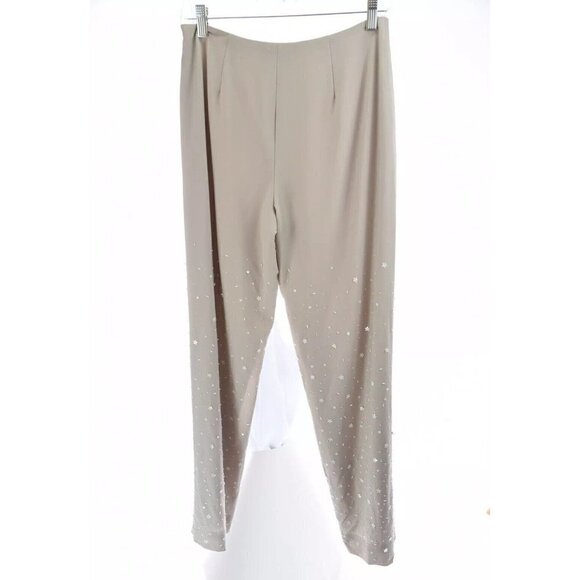 Worth Womens Dress Pants Beaded Embellished Tapered Wool Beige Sz 6 Small - Picture 6 of 8